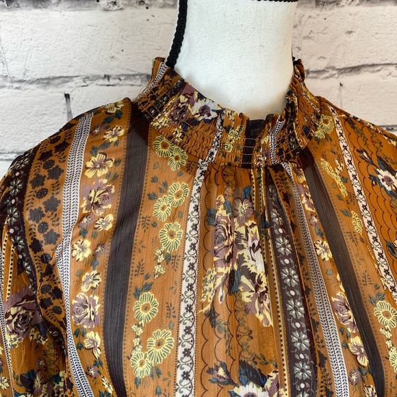 Maurice’s Long Sleeve Floral Boho Blouse Top size Large - Picture 2 of 10